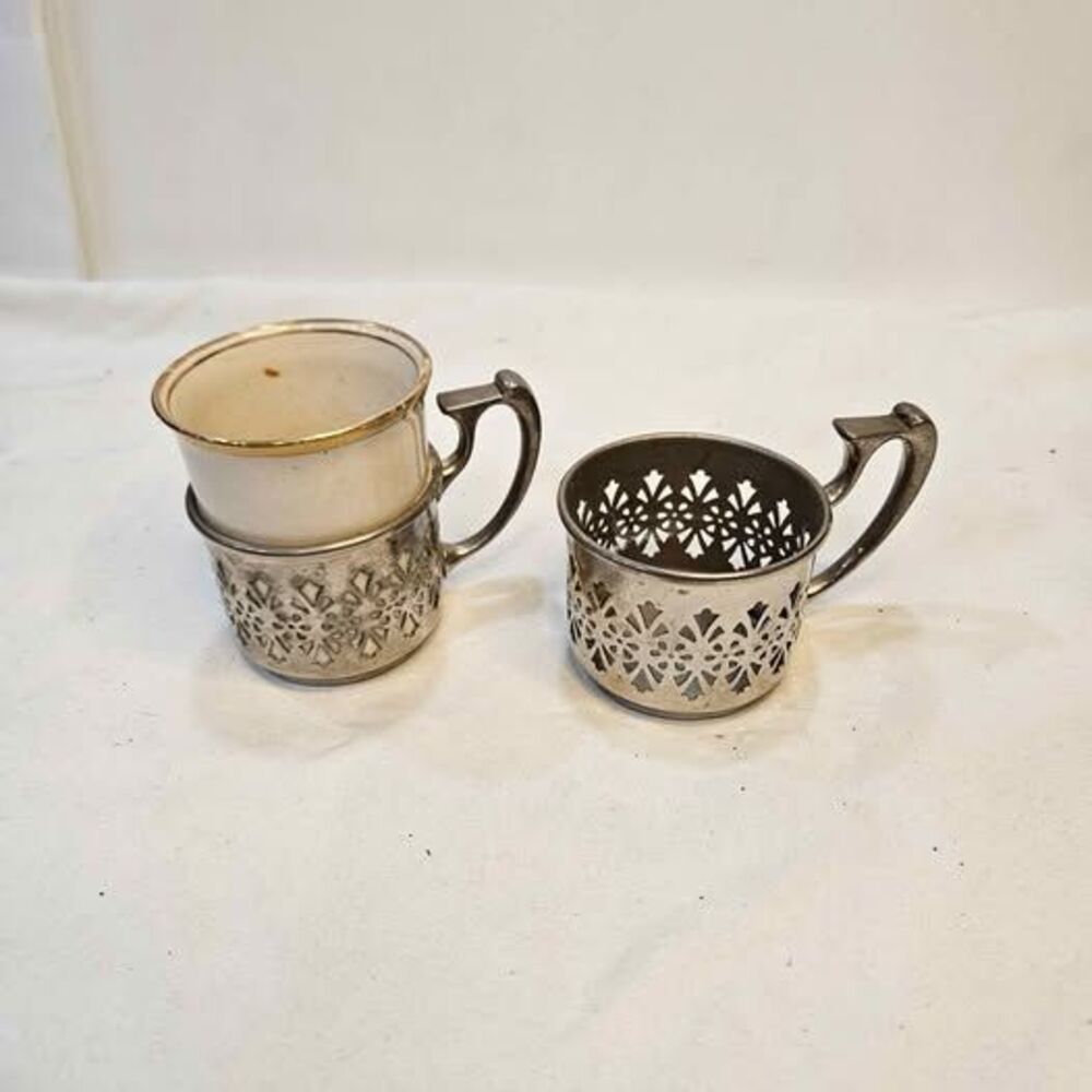 Vintage Silver-Plated Filigree Demitasse Cups